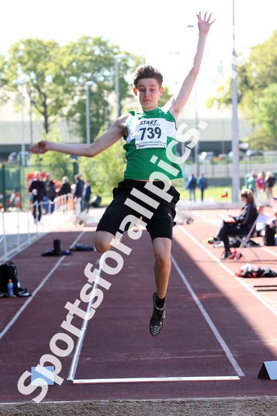 Mens under-17s long jump, 2019 North Eastern Track and Field Champs., Middlesbrough. Photo:  David T. Hewitson/Sports for All Pics